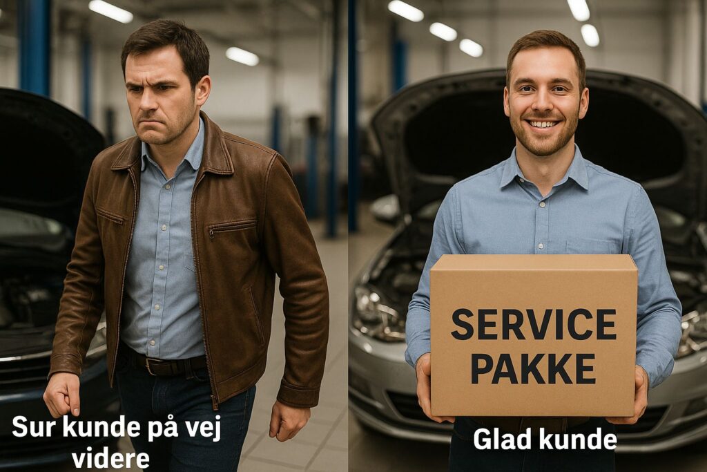 Kunde præsenteres for digital servicepakke med flere eftersyn – illustrerer loyalitetsskabende løsning via MiCAR AUTO E-COMMERCE